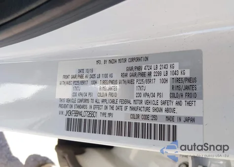 2020 Mazda Cx-5 Sport from USA, damaged, VIN JM3KFBBM4L0726801